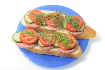 Fresh baguette sandwich