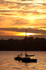 Beautiful sunset along the french coast of Bretagne