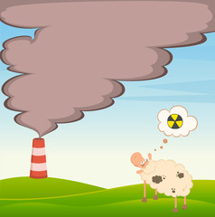 sheep looks as a factory