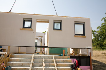 Fertigteilhaus Aufbau