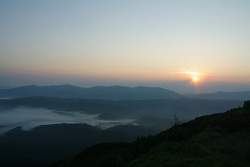 sunset in tne mountain