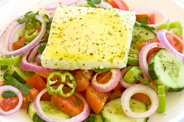 Traditional Greek salad closeup