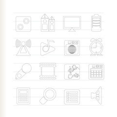 Mobile phone  performance, internet and office icons