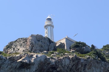 Fototapeta na wymiar lighthouse Cabo Nao Cape on rocks mountain