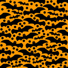 Seamless Halloween Background with Bats and Moons