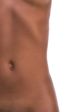 torso and navel of ethnic black woman