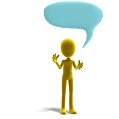 3d male icon toon character tells you something. 3D rendering wi