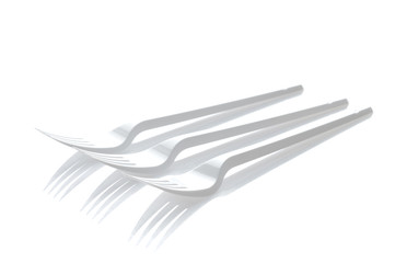 Three plastic forks
