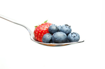 Blueberries on a spoon