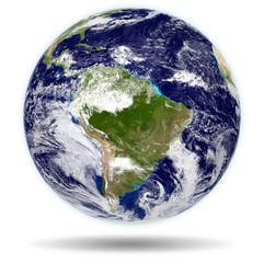 The Earth - South America 3d render with shadow