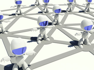 3d Character networking, social networking concept