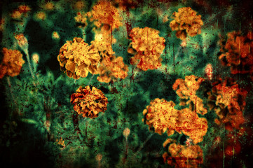 Grunge textured floral background