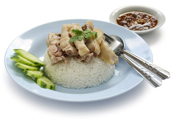 Thai cuisine , Khao man kai , Boiled chicken over rice