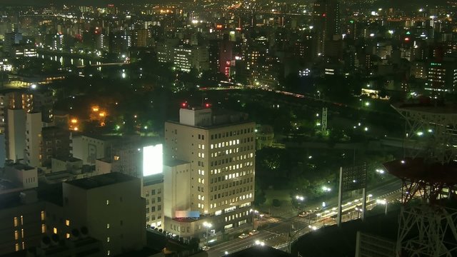 Time lapse Hiroshima City at night, Japan