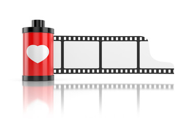 Fototapeta premium Film roll isolated on white with reflection