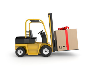 Forklift with gift box