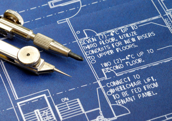 Close up view of the blue print