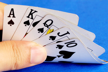 Royal flush from the poker cards concepts of winning