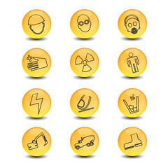 creative construct and warning glossy yellow symbol collection