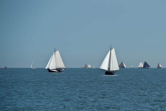 Lonely traditional netherlands sailing boats