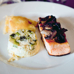Pavé de saumon flan de courgette