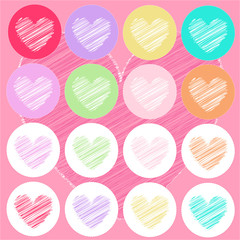 heart icons, valentine's day, card