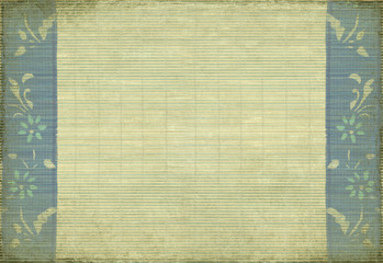 Obraz premium Blue flower and bamboo grunge on cream background