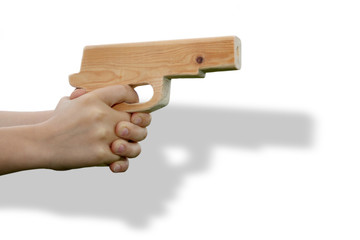 Self made toy gun in child's hand