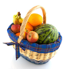 Cheerful basket with fruit