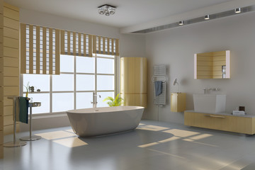 3d render interior of modern bathroom