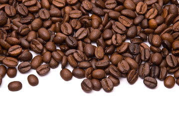 Coffee beans on a white background