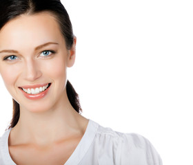 Portrait of smiling businesswoman, isolated on white