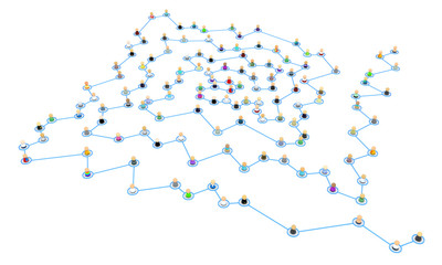 Naklejka premium Cartoon Crowd Links, Corner Spiral Top