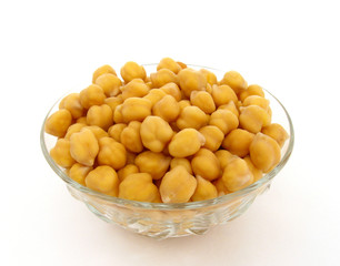 Chick-peas in glass bowl