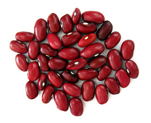 Red beans on white background