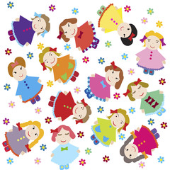cute baby background with dolls