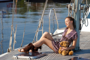 woman relax on the yacht