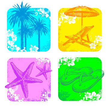 Tropical vector frame with hand drawn elements