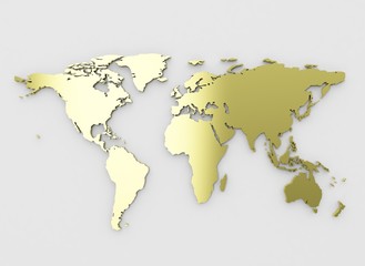 Fototapeta na wymiar Gold world map