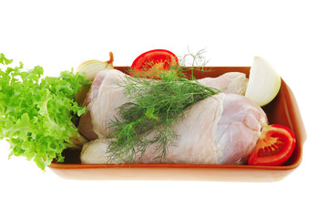 raw drumstick with lettuce