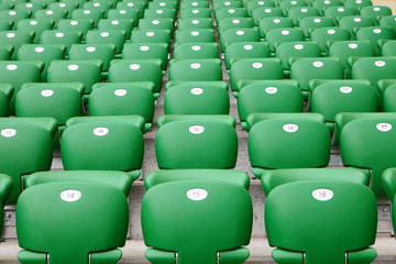 Safety  plastic armchairs on stadium tribune