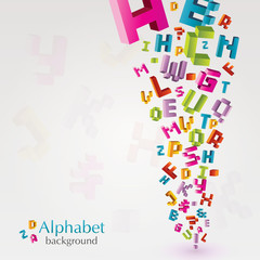 Abstract background with colorful letters, alphabet design