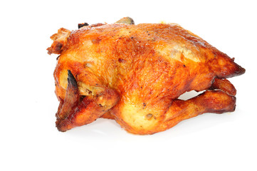 Whole Roasted Chicken On White background