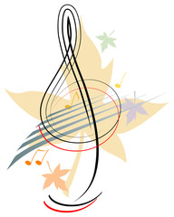 Fototapeta premium Treble clef - Autumn