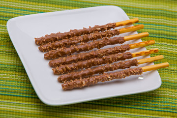 Chocolate Covered Sticks with Coconut