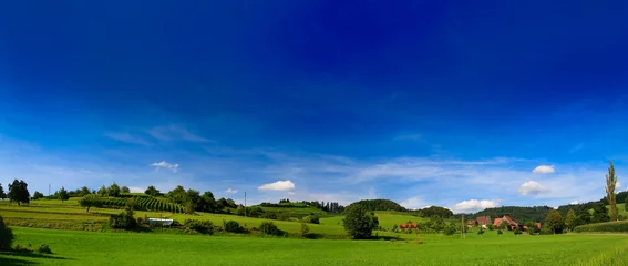 Fototapeten sumer landscape at Germany wiht blue sky and mountain © Anobis