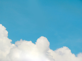 Beautiful bright blue sky and white fluffy clouds