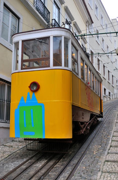 Yellow tram, Lisbon, Portugal