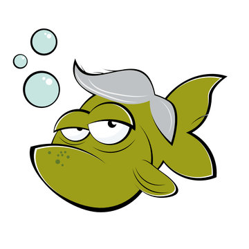 fisch cartoon lustig m&uuml;de senior