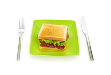 Tasty sandwich isolated on the white background